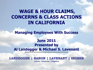 Wage & Hour Concerns-Compliance Presentation