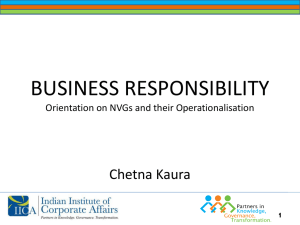 Business Resposibility Orientation on NVGs and their