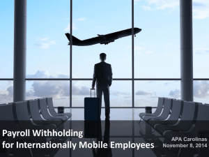 Payroll Withholding for Internationally Mobile Employees