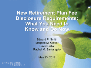 Power Point Presentation on New Retirement Plan Fee Disclosure