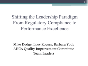 Shifting the Leadership Paradigm From Regulatory Compliance to