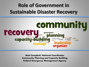The Role of Government in Sustainable Disaster Recovery