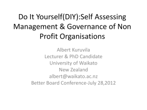 Do It Yourself(DIY):Self Assessing Management & Governance of