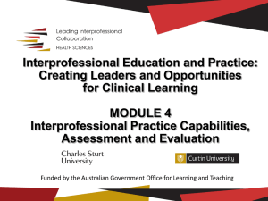 Interprofessional capabilities, assessment and