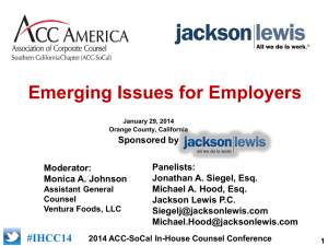Emerging Issues for Employers - Association of Corporate Counsel