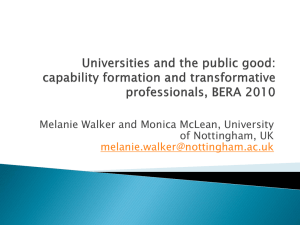 capability formation and transformative professionals, BERA 2010