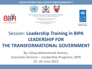 LEADERSHIP FOR THE TRANSFORMATIONAL GOVERNMENT