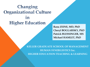 Changing Organizational Culture in Higher Education KELLER
