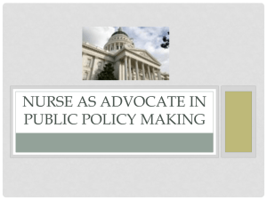 Nurse as Advocate in Public Policy Making