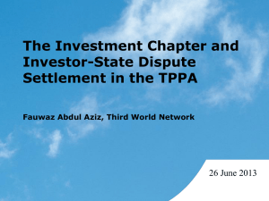 The Investment Chapter and Investor-State Dispute