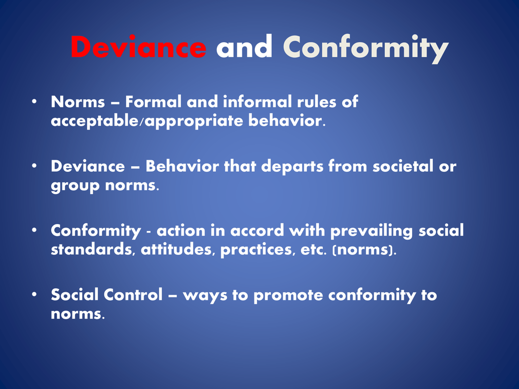 Normative Definition Of Deviance