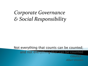 Corporate Governance & Social Responsibility Dr IG