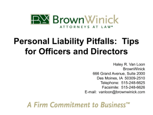 Personal Liability Pitfalls