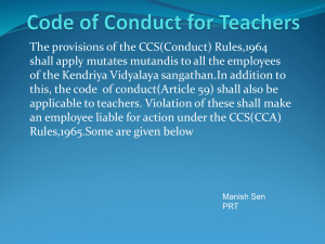 Code of Conduct for Teachers - Kendriya Vidyalaya Army Area-Pune