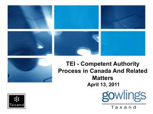 Competent Authority Process in Canada and Related Matters