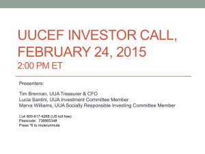 UUCEF Investor Call February 29, 2012 2:00 PM EST Presenters