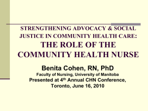 `ADVOCACY` (cont`d) - Community Health Nurses Canada