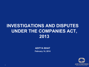 investigations and disputes under the companies act