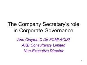 The Company Secretary`s role in Corporate Governance