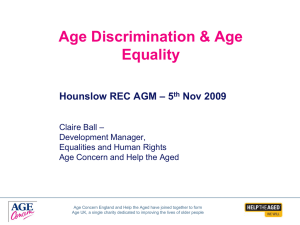 Hounslow REC AGM – Age Discrimination & Age Equality