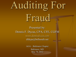 Auditing For Fraud - AGA