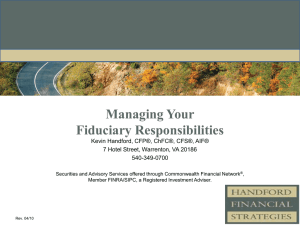 Managing Your Fiduciary Responsibilities and Retirement Consulting
