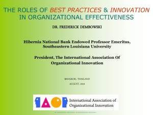THE ROLES OF “BEST PRACTICES” & INNOVATION IN
