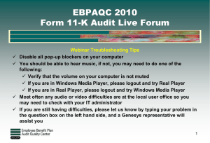 2010 Form 11k Audit Live Forum Presentation