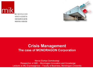 Crisis management: the case of MONDRAGON Corporation