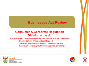 Presentation Licensing of Businesses Bill 2013