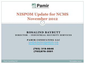 (703)876-3501 NISPOM Update for NCMS November 2012