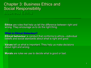 Chapter 3: Business Ethics And Social Responsibility