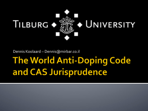 The World Anti-Doping Code and CAS Jurisprudence