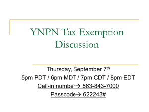 YNPN Tax Exemption Discussion