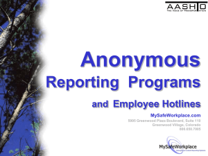 Anonymous Reporting Programs and Employee Hotlines