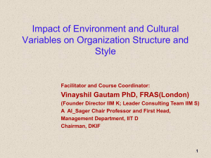 Impact of Environment and CulturalVariables on Organization