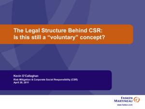 The Legal Structure Behind CSR: Is this still a