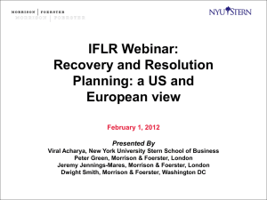 recovery and resolution planning: a US and European view