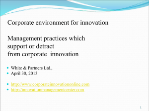 Culture for Innovation - Corporate Innovation Online