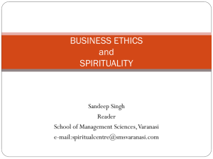 BUSINESS ETHICS - Centre for Spiritualism and Human Enrichment