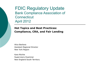 FDIC Regulatory Update Flood Insurance and UDAP - Bcac