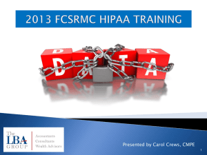 FCSRMC HIPAA Training - Florida College System Risk