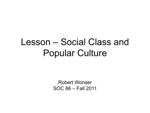 Lesson 10 – Social Class and Popular Culture