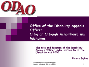 The Role and Function of the Disability Appeals Officer, Presentation