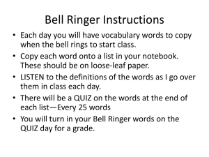Bell Ringer Vocabulary Words Day 1