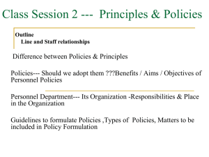 Class Session 2 --- Principles & Policies