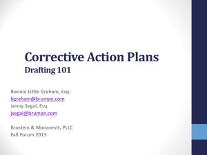 Corrective action plans