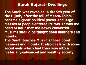 Moral Instructions Surah A- Hujurat - Al Fajr | Institute of Islamic