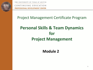 Module 2: Personal Skills and Team Dynamics in Project Management