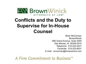 Conflicts and the Duty to Supervise for In-House